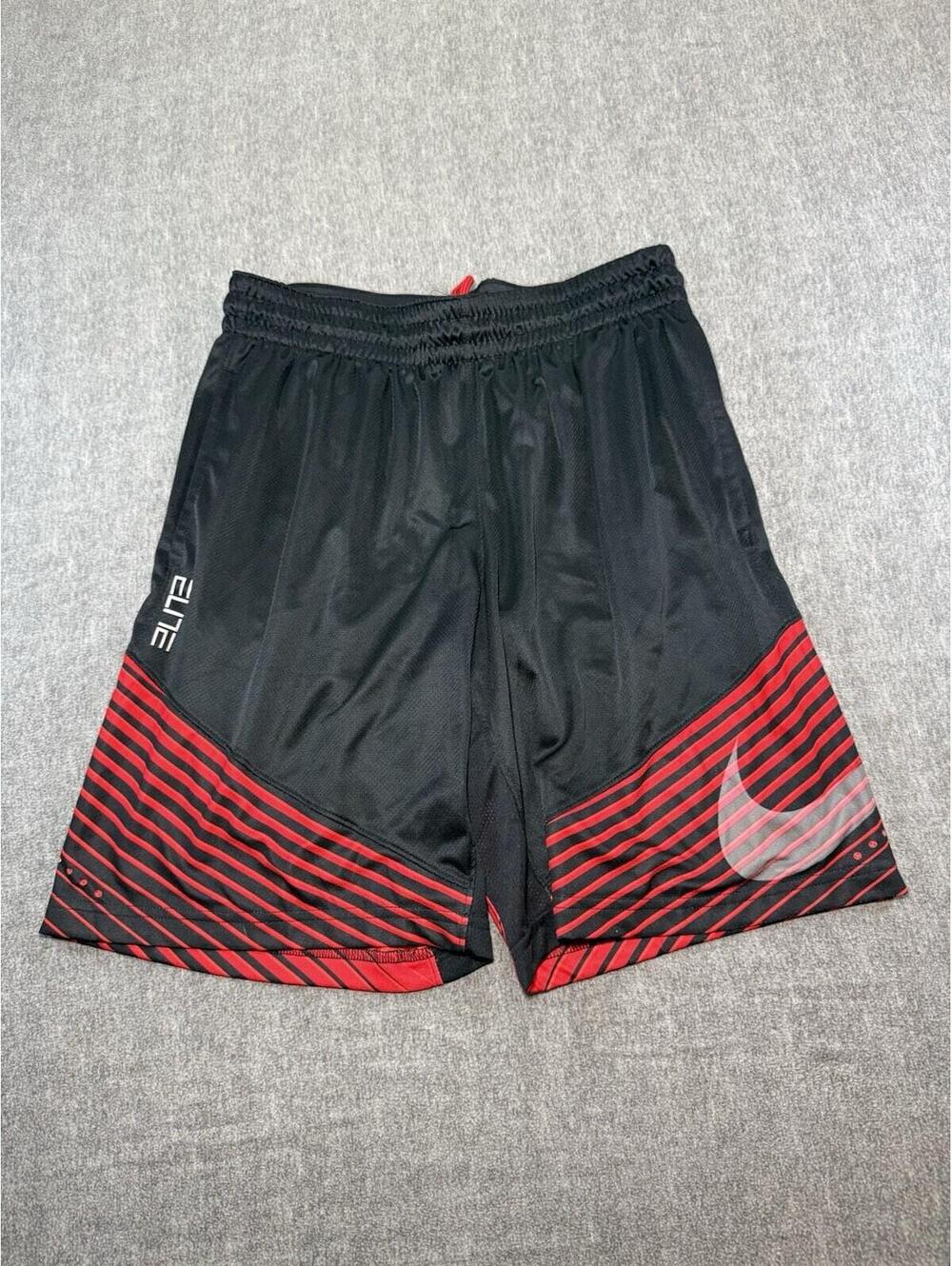 Nike Men’s Dri-Fit Elite Basketball Shorts-Medium/Black+White+Red/Athletic